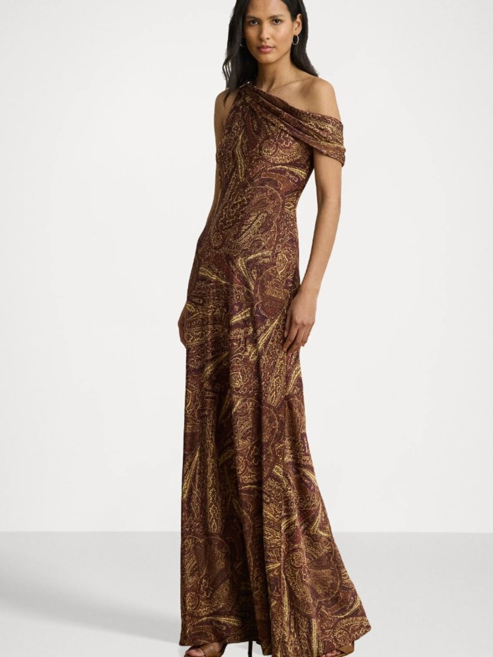 Lauren Ralph Lauren One-Shoulder Paisley Maxi Dress Size 12 New with tags